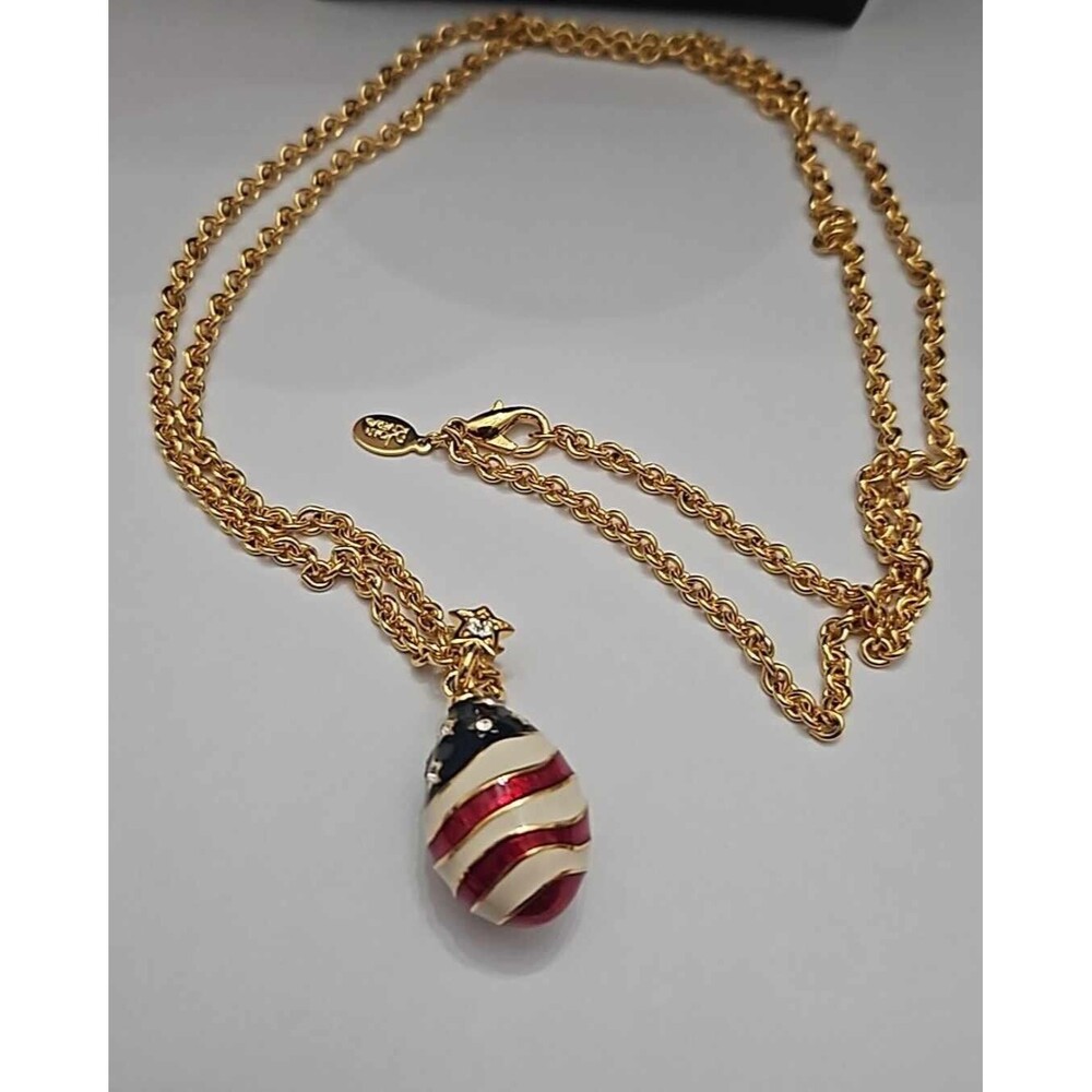 Patriotic Faberge Egg pendant necklace 0033